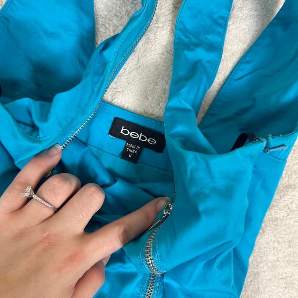 Bebe Y2K Teal Bodycon Zip Dress - Picture 3 of 5